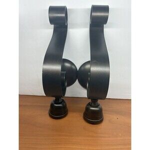 2X Gorgeous Black Iron Glass Scrolling Wall Mount Candleholder Sconce Home Decor